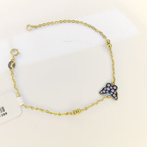 PULSERA TEJIDO ESPECIAL MARIPOSA CON ESMALTE 14K 18 CM 1.8 GR (NUEVO)