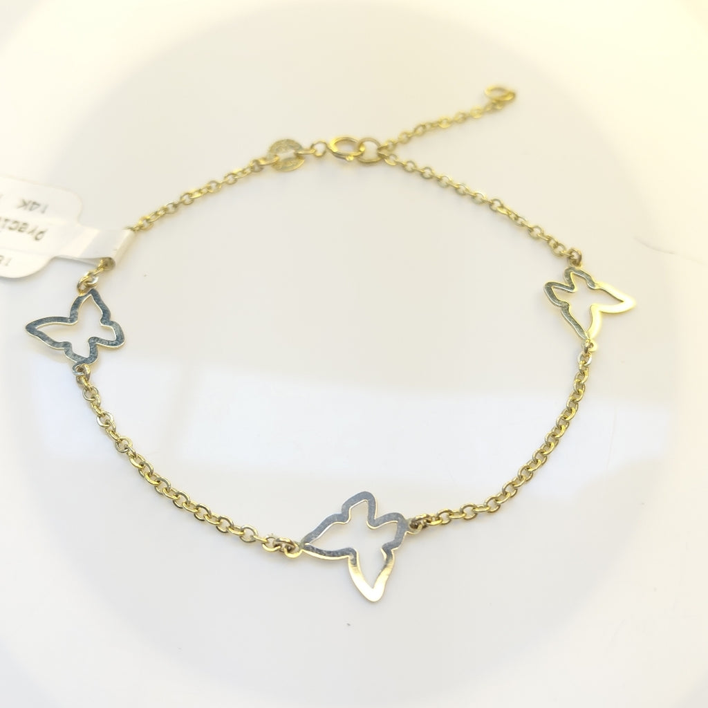 PULSERA ESPECIAL C MARIPOSAS 14K 18 CM 1.7 GR (NUEVO)