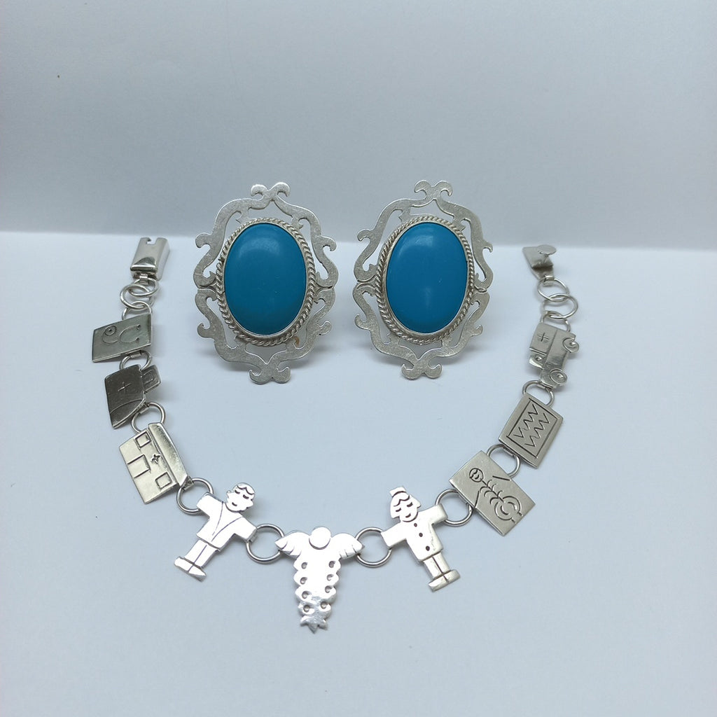 ARETES PAR,PULSERA PLATA 39,50 GRMS (SEMINUEVO)