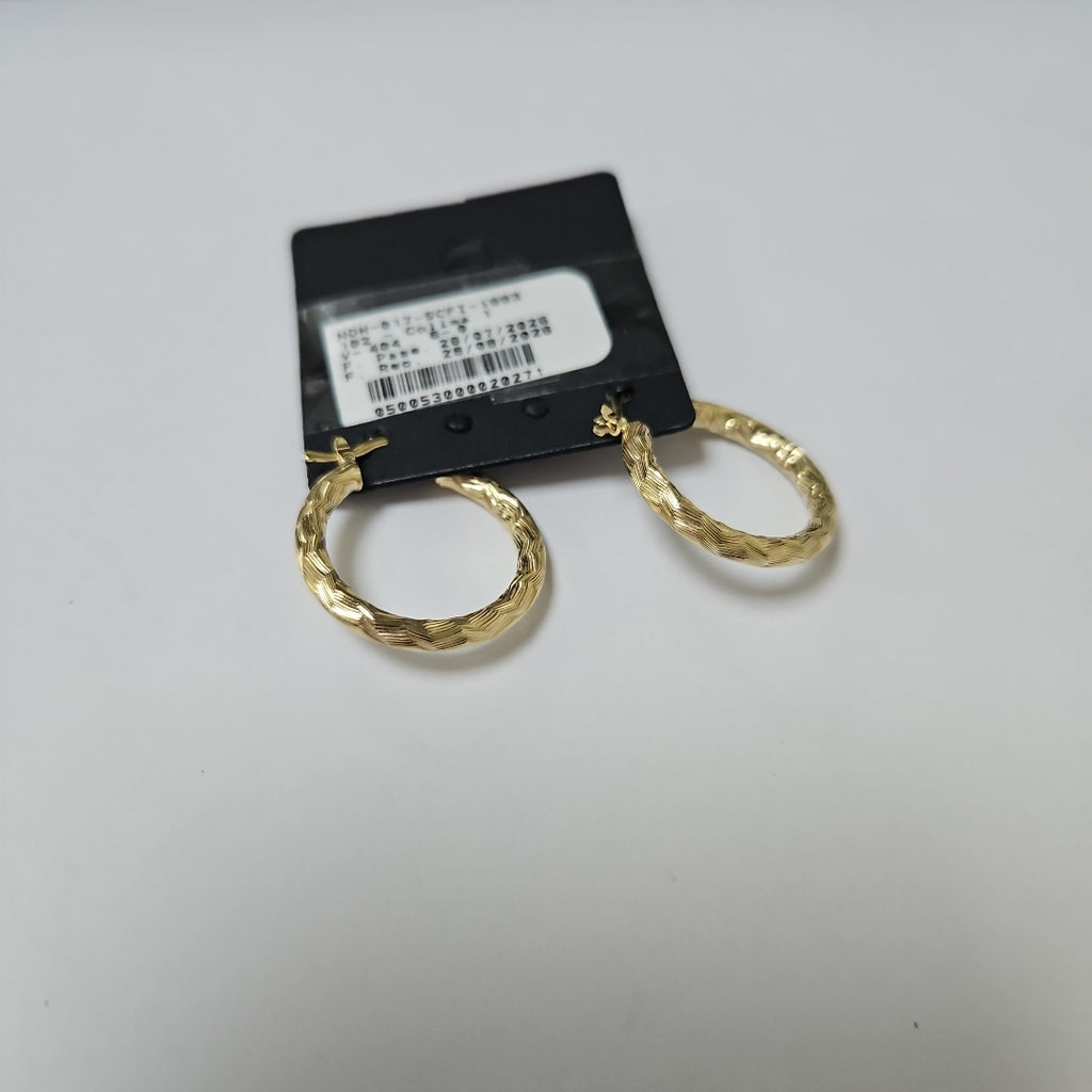 ARETES TEJIDO ARRACADA LABRADA 14K 2.5 GR (NUEVO)