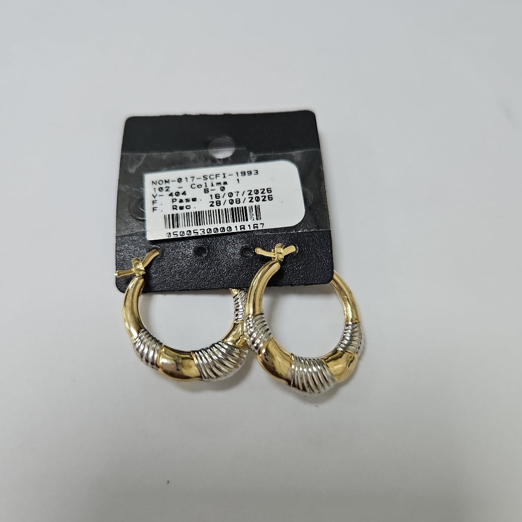 ARETES ARRACADAS HUECAS COMBINADAS 14K 2.5 GR (NUEVO)