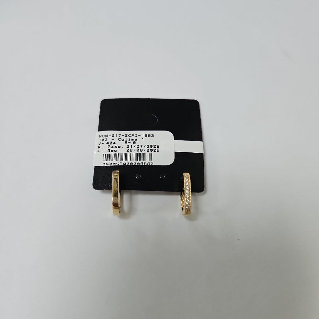 ARETES HUGGIES OVALADA C CIRCONIAS 14K 2.5 GR (NUEVO)