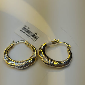 ARETES ARRACADAS HUECAS COMBINADAS 14K 2.5 GR (NUEVO)