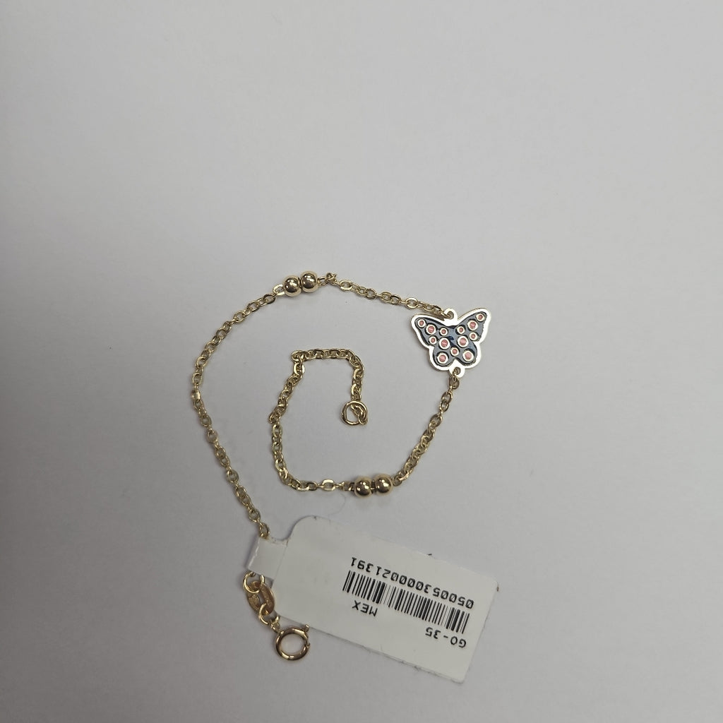 PULSERA TEJIDO ESPECIAL MARIPOSA CON ESMALTE 14K 18 CM 1.8 GR (NUEVO)