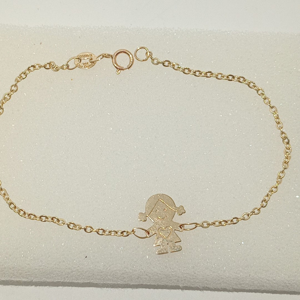 PULSERA ESP CON DIJE DE NIÑA 14K 18 CM 1.4 GR (NUEVO)