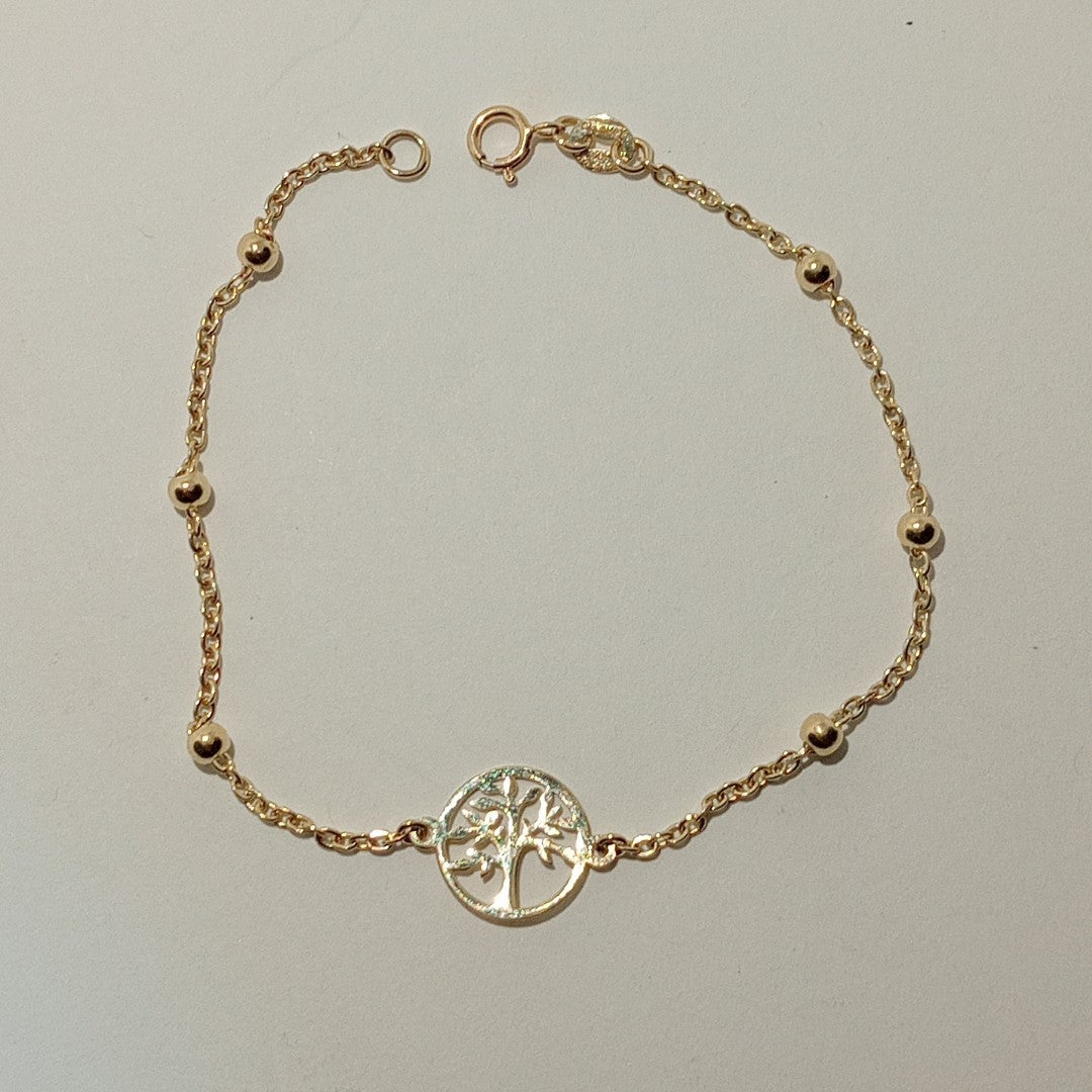 PULSERA TEJIDO ESPECIAL ARBOL 14K 18 CM 1.8 GR (NUEVO)