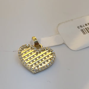 DIJE TEJIDO CORAZON CON CERCO DE CIRCONIAS 14K 1.1 GR (NUEVO)