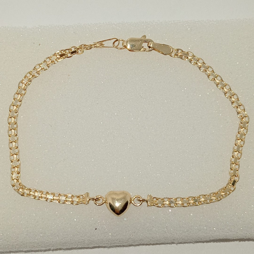 PULSERA ESPECIAL C CORAZON 14K 18 CM 2.6 GR (NUEVO)