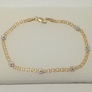 PULSERA ESPECIAL C FLORES 14K 18 CM 3 GR (NUEVO)