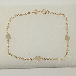 PULSERA TEJIDO ESPECIAL FIG CORAZONES 14K 18 CM 1.3 GR (NUEVO)