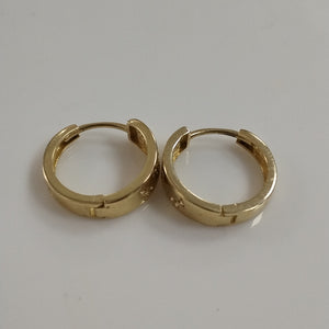 ARETES TEJIDO HUGGIES CON CIRCONIAS 14K 2.9 GR (NUEVO)