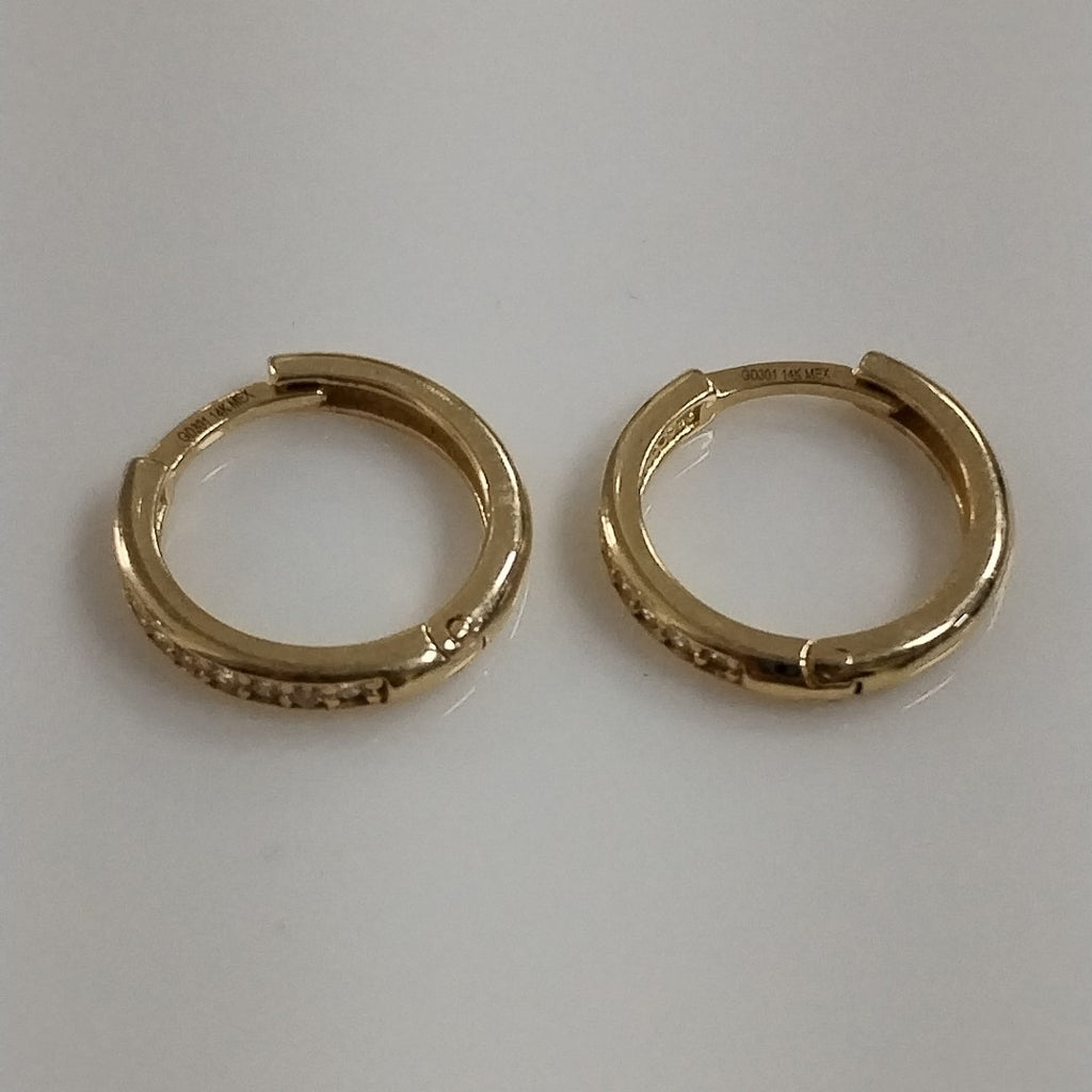 ARETES HUGGIES C CIRCONIA 14K 1.7 GR (NUEVO)