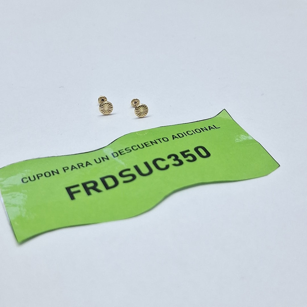BROQUELES BROQUEL FIG BOTON RAYADO 14K 0.1577 GR (NUEVO)