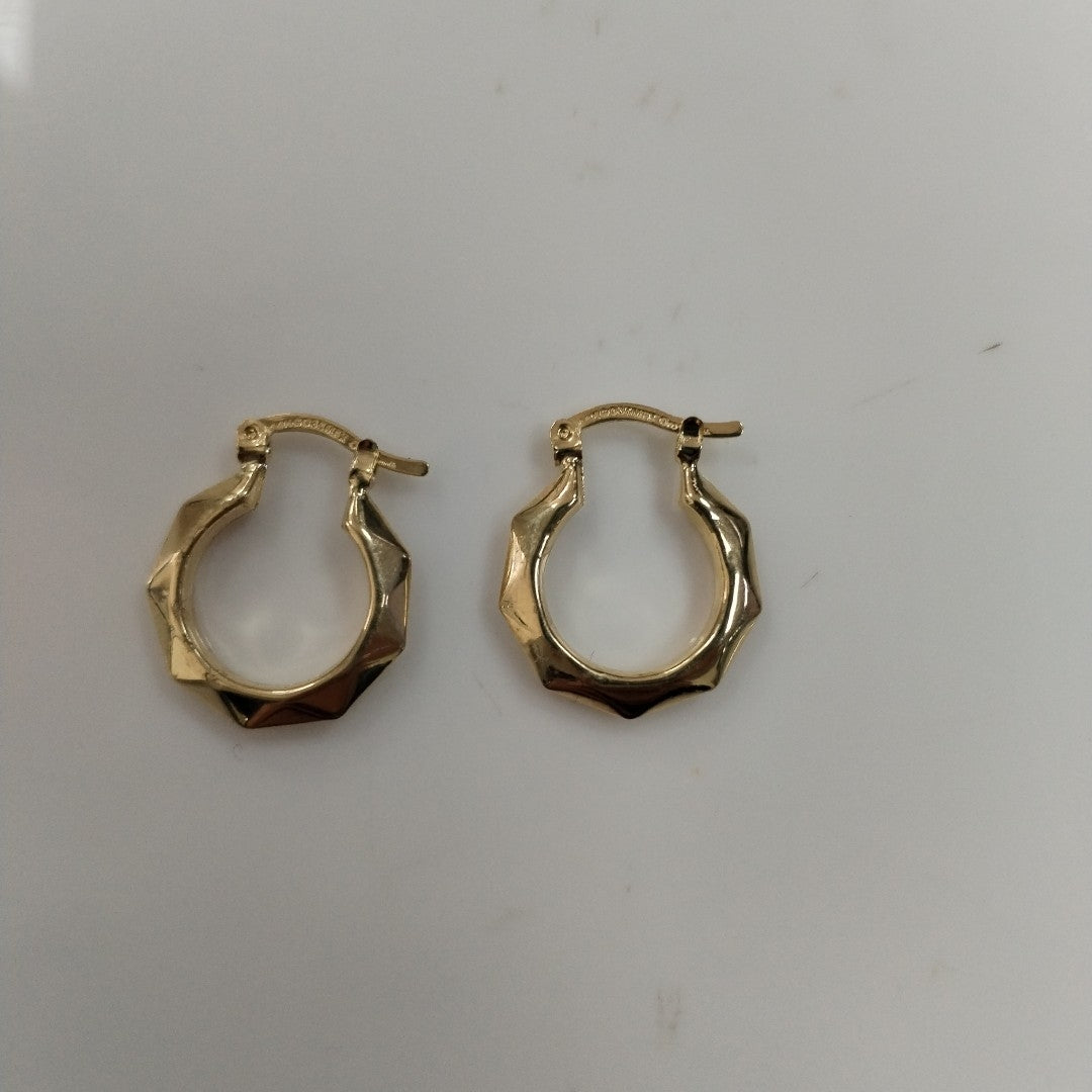ARETES TEJIDO ARRACADAS FACETADAS 14K 1.8 GR (NUEVO)