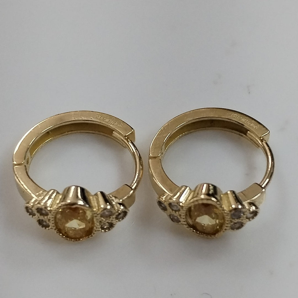 ARETES ARRACADAS CON CIRCONIAS Y PDRAS COL 14K 3.3 GR (NUEVO)