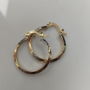 ARETES TEJIDO ARRACADAS BISELADAS COMBINADAS 14K 1.4 GR (NUEVO)