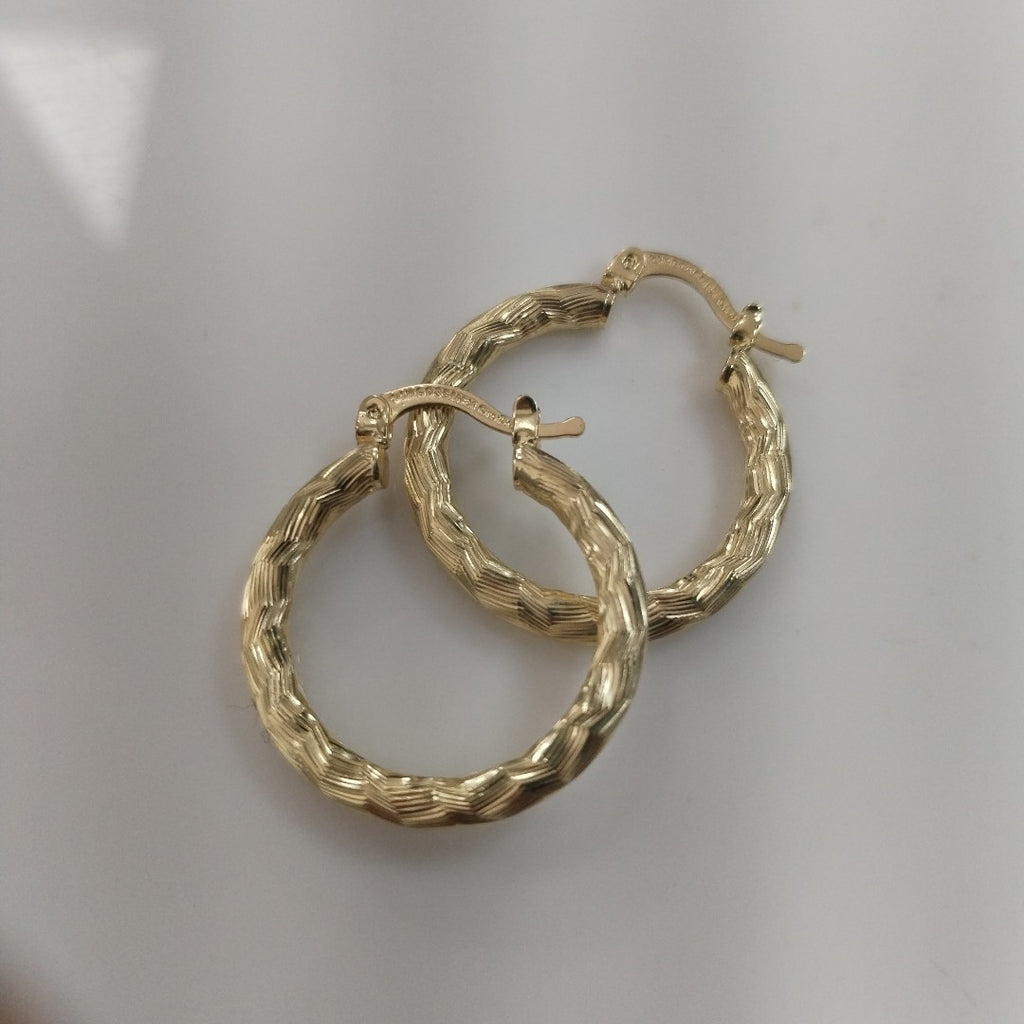 ARETES TEJIDO ARRACADA LABRADA 14K 2.7 GR (NUEVO)
