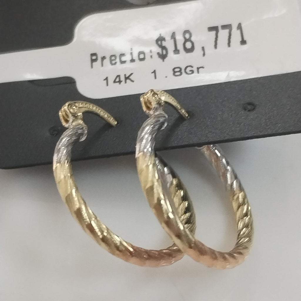 ARETES TEJIDO ARRACADAS TZL COMBINADAS 14K 1.8 GR (NUEVO)