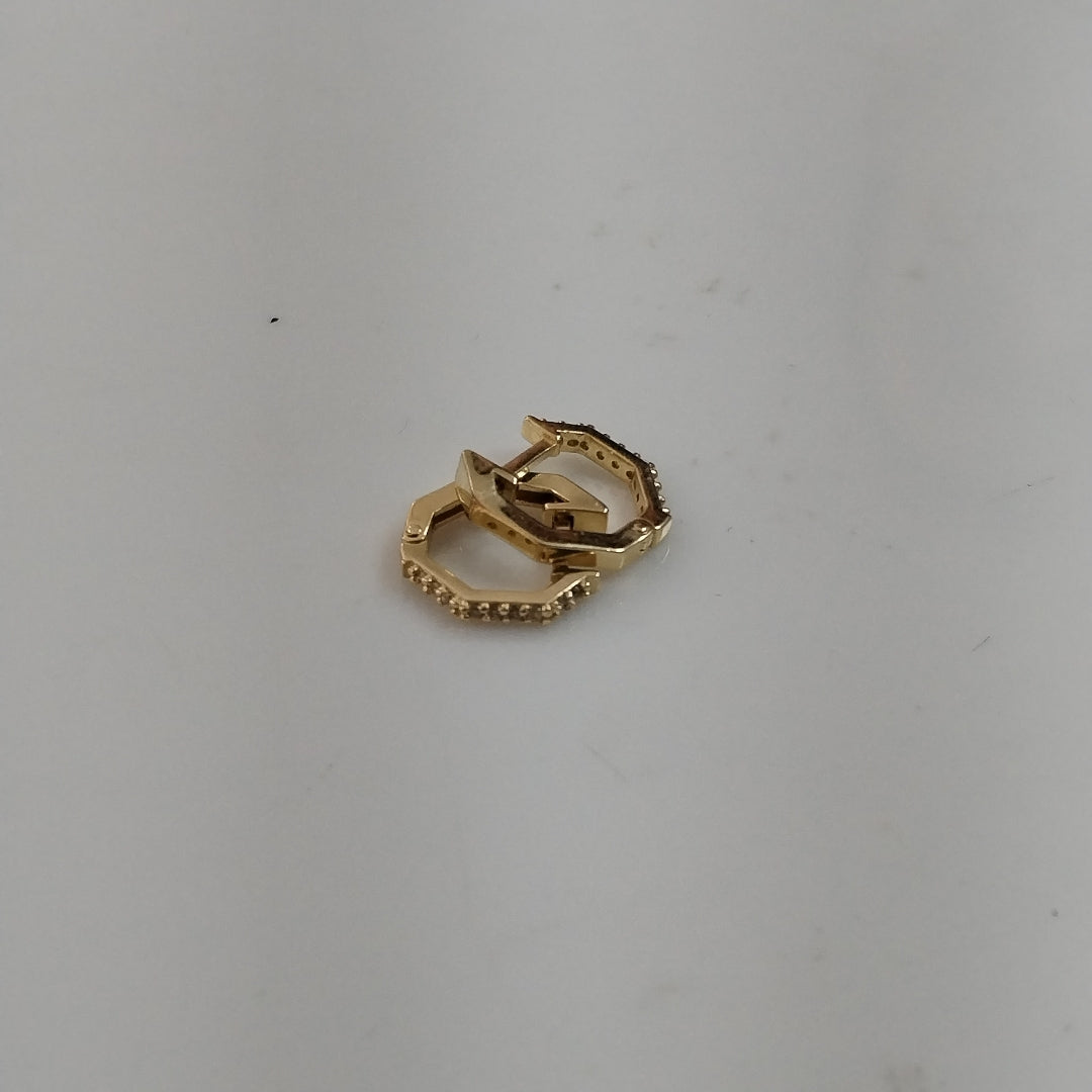 ARETES HUGGIES C CIRCONIAS 14K 1.7 GR (NUEVO)
