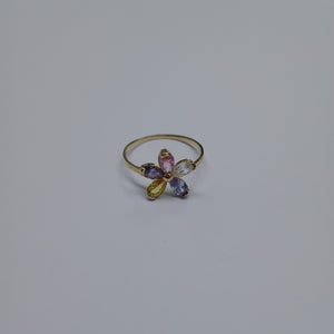 ANILLOS FLOR CON PIEDRAS DE COLOR 14K TALLA 7 1.4 GR (NUEVO)