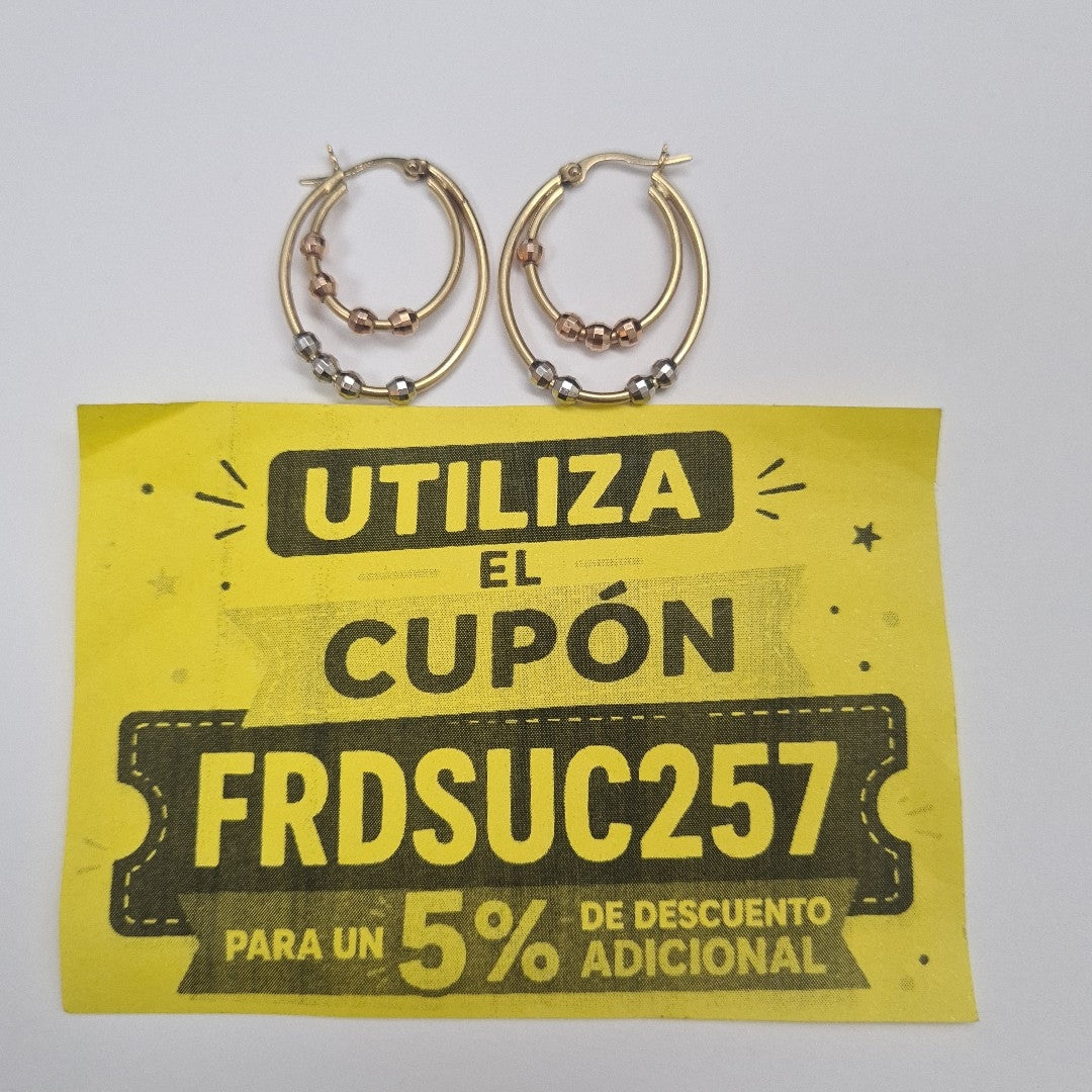ARRACADAS PAR ORO, ORO COMBINADO 14 K 3.2 GRMS (SEMINUEVO)
