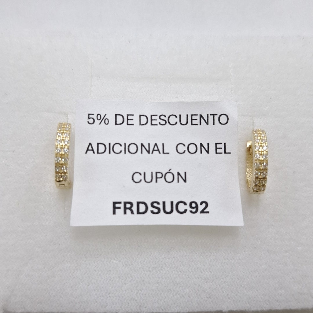 ARETES HUGGIES C CIRCONIAS 14K 1.8 GR (NUEVO)