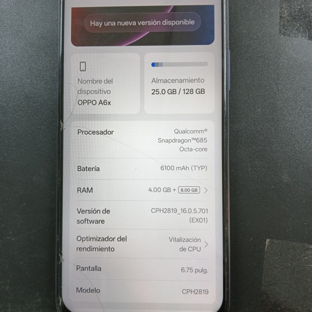 CELULAR OPPO A6X CPH2819 (2025) 128 GB 4 GB RAM (SEMINUEVO)