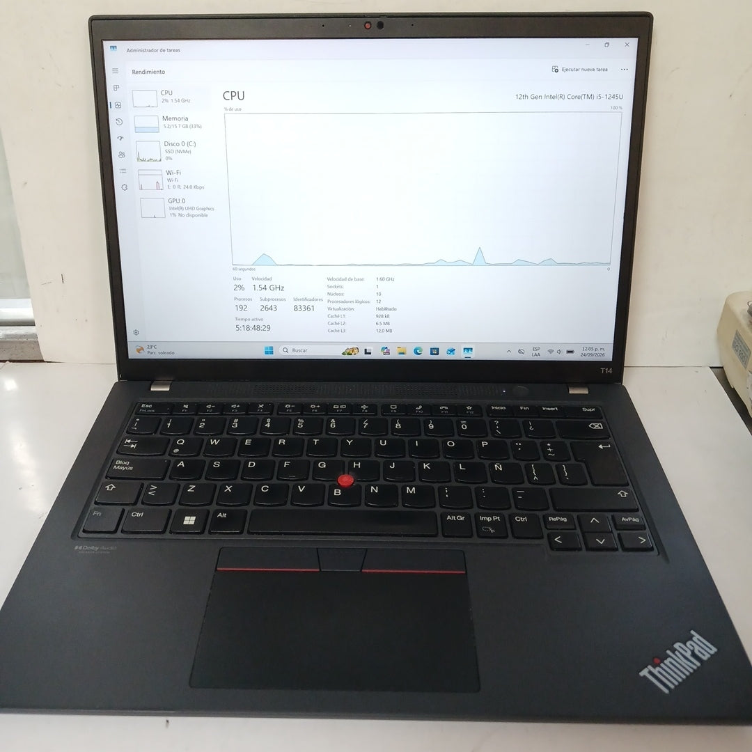 LAPTOP LENOVO THINKPAD T14 GEN 3 (2023) 256 GB SSD 16 GB RAM (SEMINUEVO)