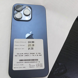 CELULAR APPLE IPHONE 15 PRO MAX A3105 (2023) 1 TB 8 GB RAM (SEMINUEVO)