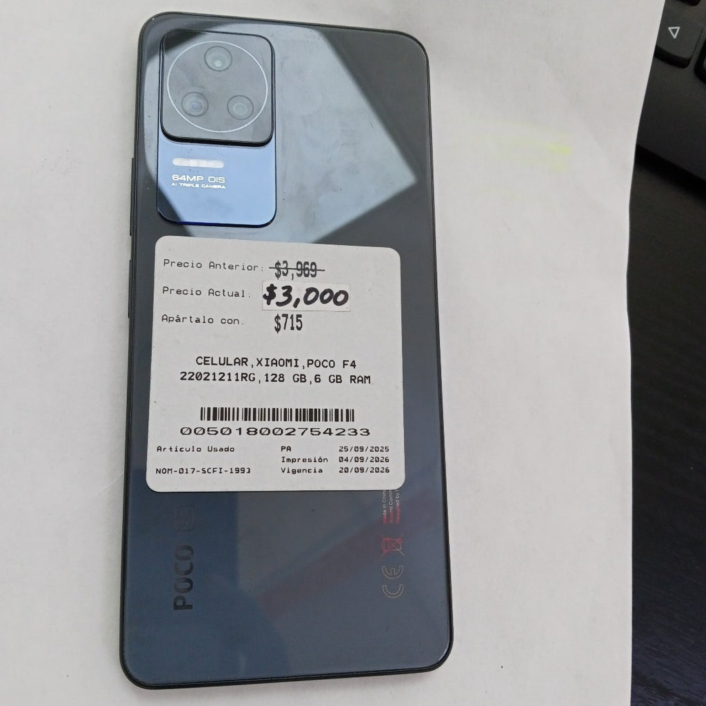CELULAR XIAOMI POCO F4 22021211RG 128 GB 6 GB RAM (SEMINUEVO)