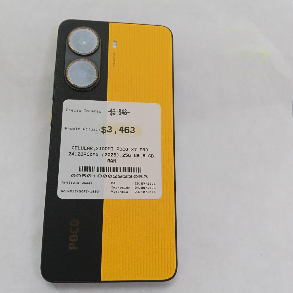 CELULAR XIAOMI POCO X7 PRO 2412DPC0AG (2025) 256 GB 8 GB RAM (SEMINUEVO)