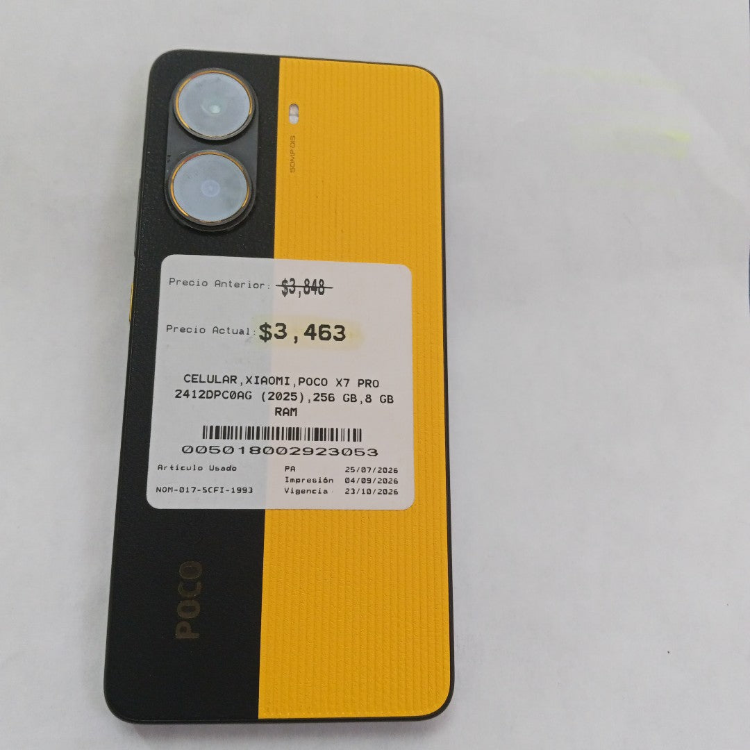 CELULAR XIAOMI POCO X7 PRO 2412DPC0AG (2025) 256 GB 8 GB RAM (SEMINUEVO)