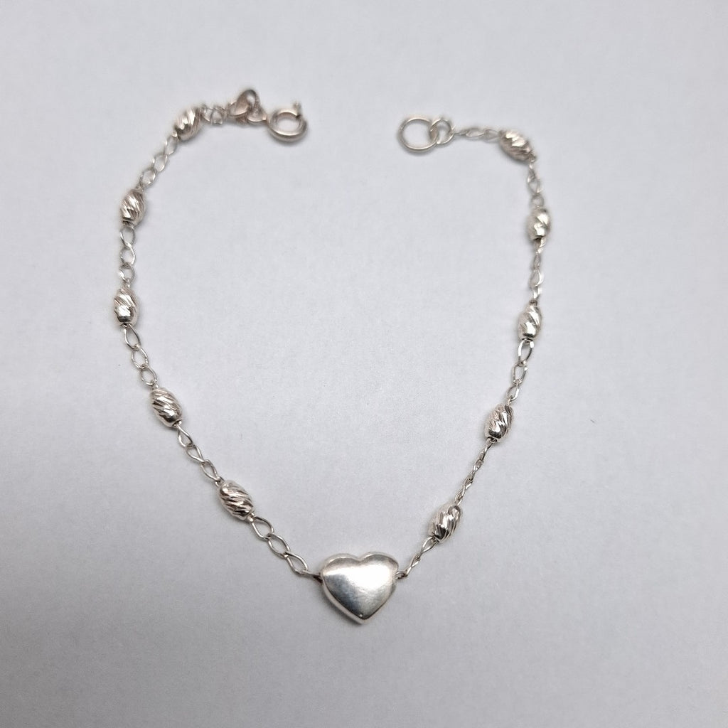 PULSERA TEJIDO CORAZON PLATA .925 18 CM 3.4 GR (NUEVO)