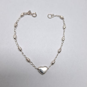 PULSERA TEJIDO CORAZON PLATA .925 18 CM 3.4 GR (NUEVO)