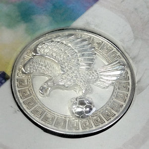 MEDALLA CONMEMORATIVA FRD FÚTBOL MOTIVO ÁGUILA PLATA .925 8.9 GR (NUEVO)