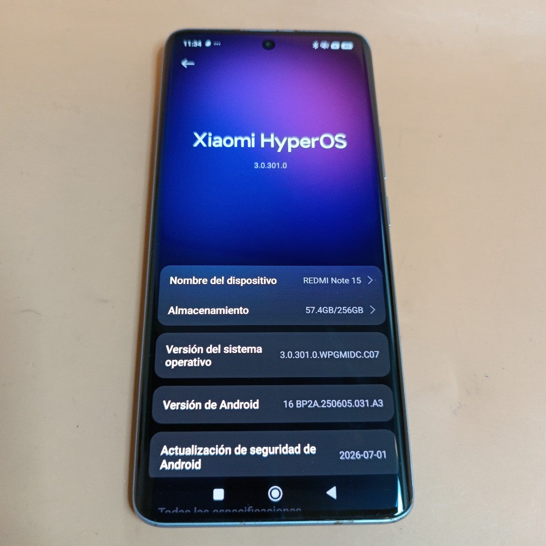 CELULAR XIAOMI REDMI NOTE 15 2510DRA23L (2026) 256 GB 8 GB RAM (SEMINUEVO)