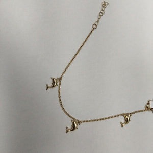 PULSERA ESPECIAL CON DIJES DELFINES 10K 18 CM 2 GR (NUEVO)