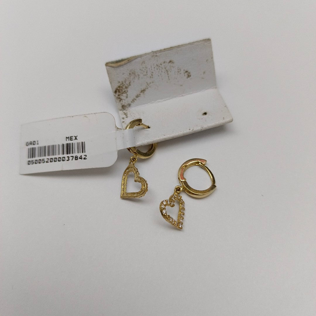 ARETES FIG CORAZON C CIRCONIAS 10K 1.8 GR (NUEVO)