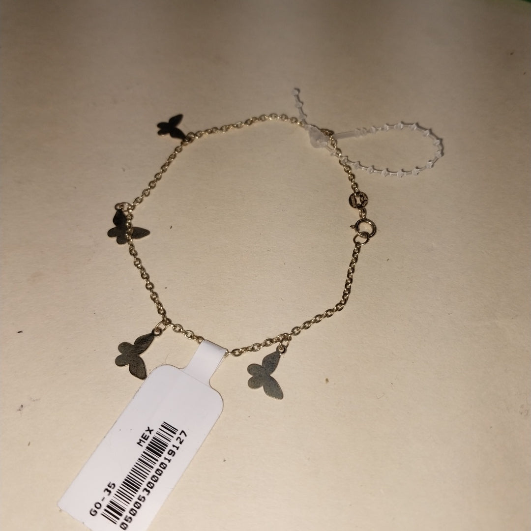 PULSERA ESPECIAL CON MARIPOSAS 14K 18 CM 1.9 GR (NUEVO)