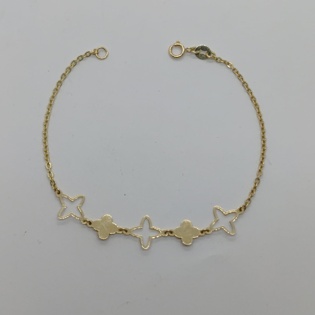 PULSERA TEJIDO ESP CON TREBOL 14K 18 CM 1.6 GR (NUEVO)