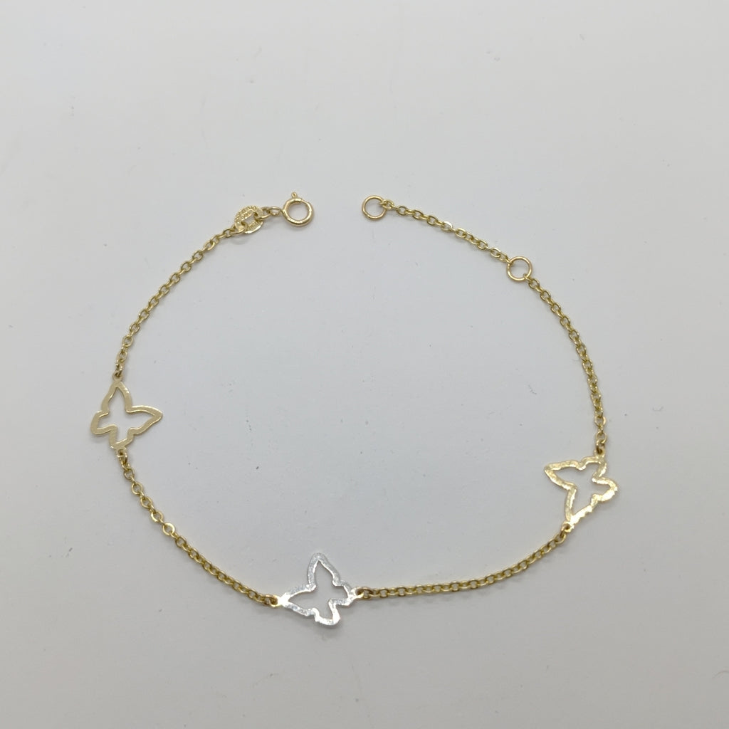 PULSERA ESPECIAL C MARIPOSAS 14K 18 CM 1.7 GR (NUEVO)