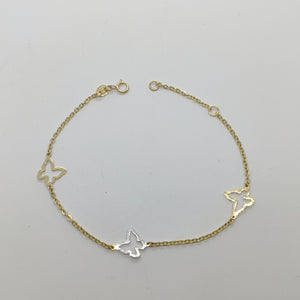 PULSERA ESPECIAL C MARIPOSAS 14K 18 CM 1.7 GR (NUEVO)