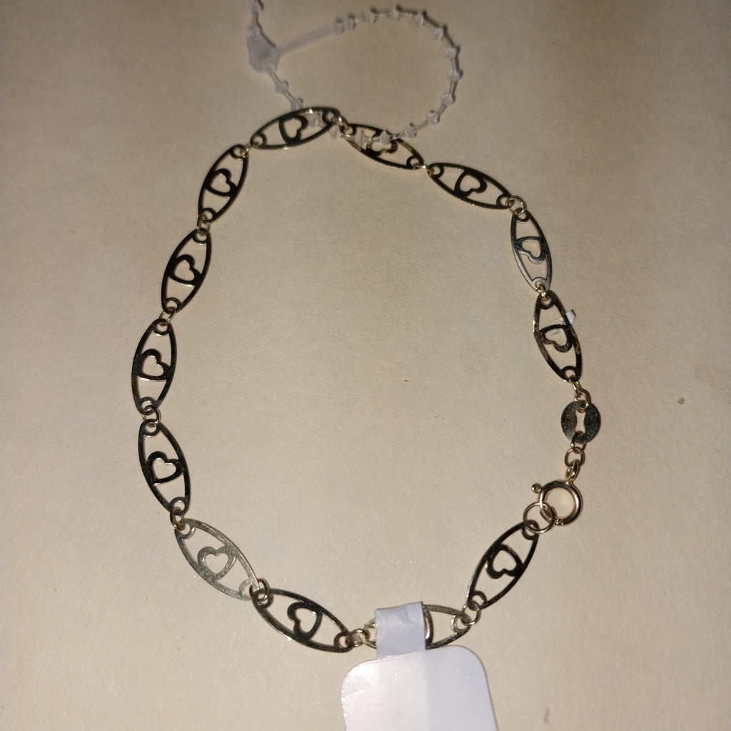 PULSERA TEJIDO ESPECIAL CON CORAZON 14K 18 CM 1.3 GR (NUEVO)