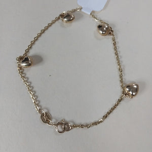 PULSERA ESP CON FIG CORAZONES 14K 18 CM 1.8 GR (NUEVO)