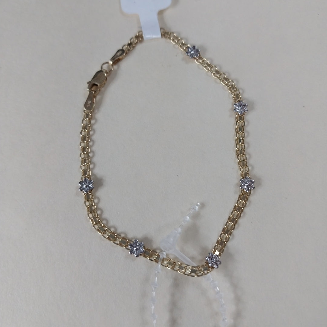 PULSERA ESPECIAL C FLORES 14K 18 CM 2.9 GR (NUEVO)