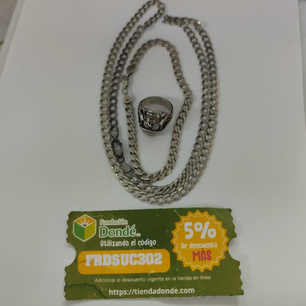 ANILLO, CADENA, PULSERA PLATA 47.3 GRMS (SEMINUEVO)