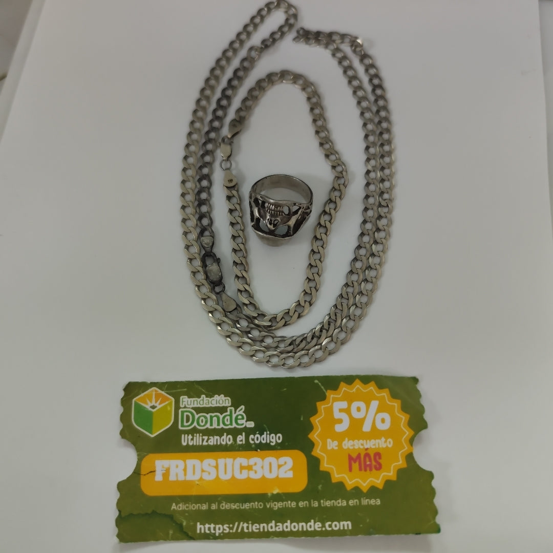 ANILLO, CADENA, PULSERA PLATA 47.3 GRMS (SEMINUEVO)