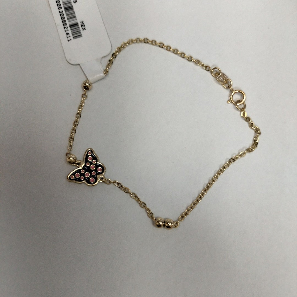 PULSERA TEJIDO ESPECIAL MARIPOSA CON ESMALTE 14K 18 CM 1.8 GR (NUEVO)