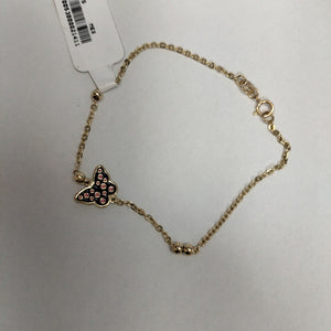 PULSERA TEJIDO ESPECIAL MARIPOSA CON ESMALTE 14K 18 CM 1.8 GR (NUEVO)