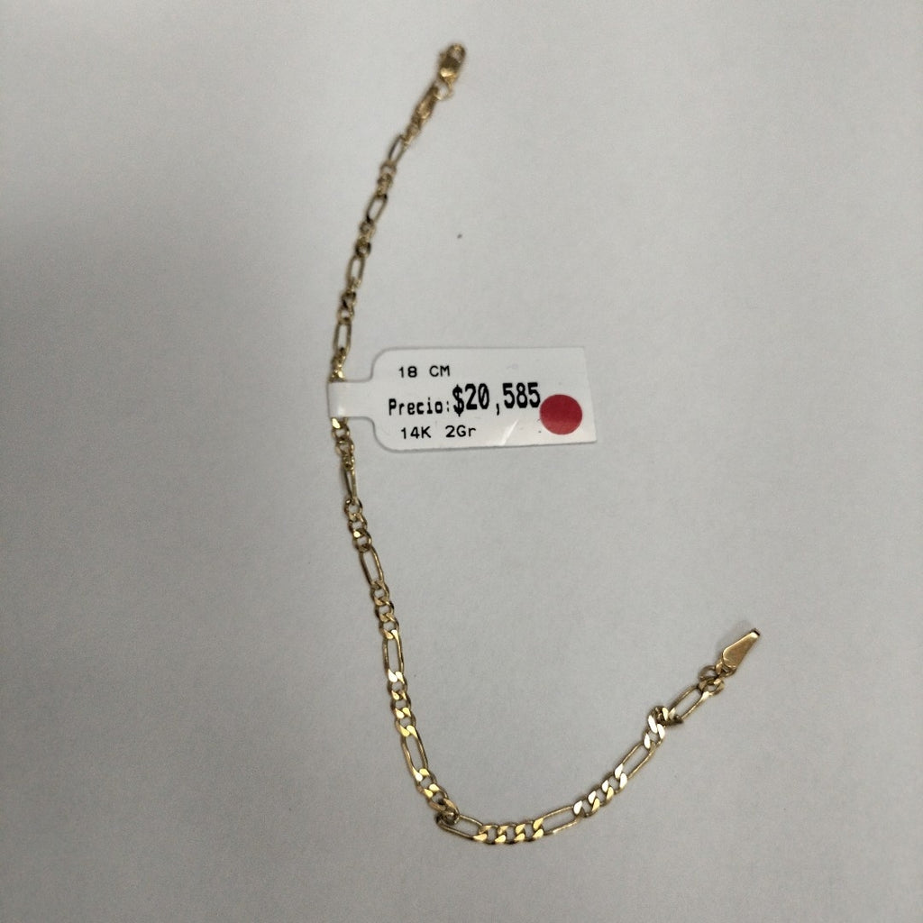 PULSERA TEJIDO 3X1 14K 18 CM 2 GR (NUEVO)